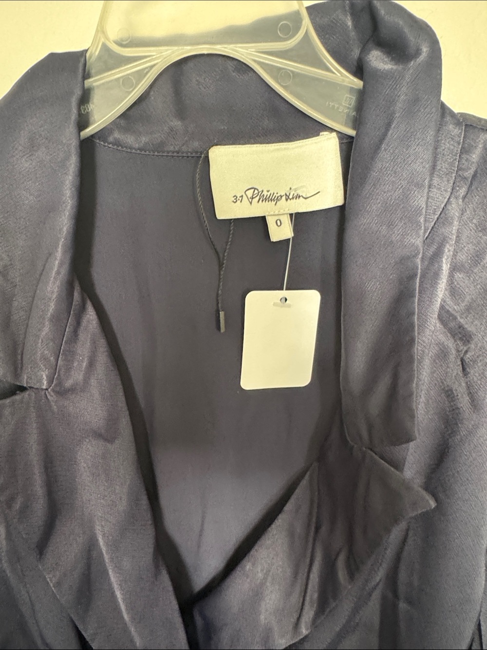 3.1 Phillip Lim Dusky Blue Button-Front Wrap  Blouse